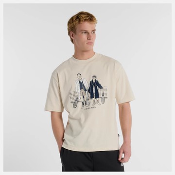 NEW BALANCE NB 短袖上衣 男 美規 杏色 人物塗鴉 穿搭 短T MT51412LIN