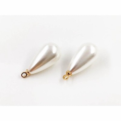 パールチャーム　プラ　しずく　大きめ　18x10　20個　ホワイト　チャームパーツ　アクセサリーパーツ　ハンドメイドパーツ　AP1418