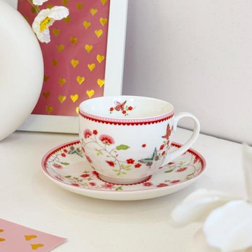 歐洲田園風蝴蝶花陶瓷咖啡杯碟套裝下午茶少女精致英式拉花儀式感