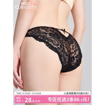 3條98元蕾絲性感內褲女純棉抗菌襠性感鏤空黑比基尼低腰三角褲夏