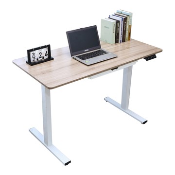 【澄境】寬120公分 低甲醛智能電動升降電腦桌 TA089漂流木紋+白鐵管