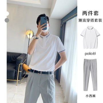 【台灣出貨】 polo衫男夏季短袖有領t卹潮流一套搭配保羅體恤衫輕熟風穿搭套裝