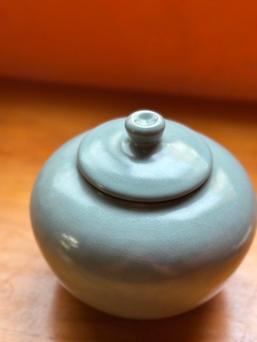 聚寶 汝窯釉茶倉  手工藏茶  開片釉色溫潤  16.5*19cm
