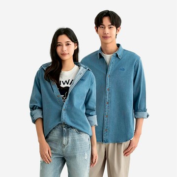 Roots中性-GENDER FREE DENIM 長袖襯衫