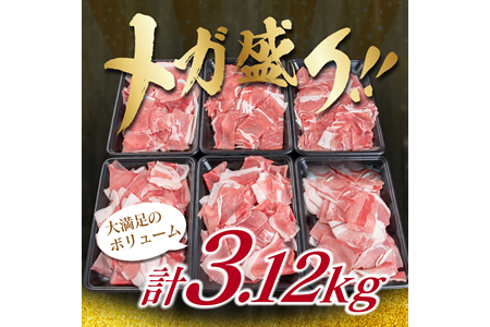 豚肉(ウデ・モモ)切り落としセット(計3.12kg) BB89-23