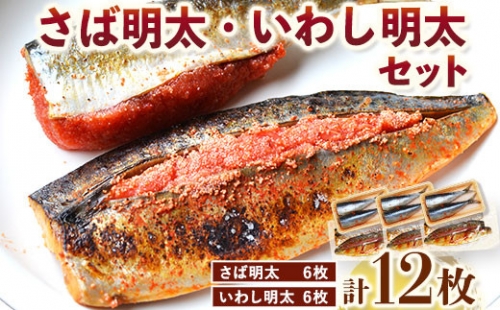 さば明太 6枚・いわし明太 6枚 計12枚セット 株式会社マル五 《30日以内に順次出荷(土日祝除く)》福岡県 鞍手郡 小竹町 鯖 さば サバ 鰯 いわし イワシ 明太子 めんたいこ 冷凍 送料無料