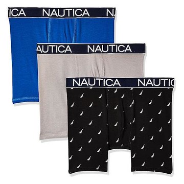 NAUTICA  2024男時尚透氣藍灰黑色四角修飾內著混搭3件組