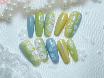 穿戴甲/穿衫甲/手工繪製/空山新雨