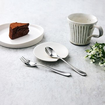 日本山崎金屬｜AQUATIQUE系列 - 霧面不鏽鋼點心叉匙組(2件式)