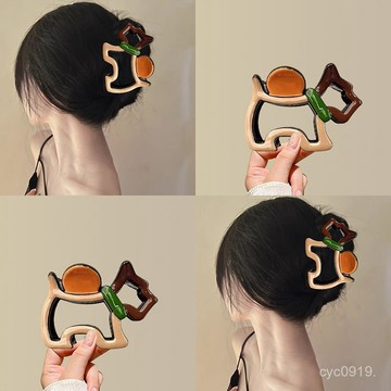全網最殺價💯【90%好評率】劉亦菲衕款多巴胺卡通小狗抓夾女後腦勺盤髮髮夾可愛拚色鯊魚夾子