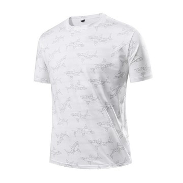 現貨+預購 T恤短袖上衣運動上衣跑步背心修身顯瘦-冰絲鯊魚印花運動男裝5色74kw20【獨家進口】【米蘭精品】