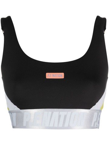 P.E Nation - Refraction logo-underband sports bra - women - Elastane/Recycled Polyester/Recycled Polyester/Elastane - M - Black