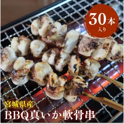 ふるさと納税 石巻市 宮城県産真いか軟骨串(30本入り)・バーベキューBBQ