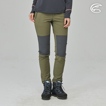 ADISI 女四面超彈耐磨修身拼接登山長褲AP2311138 (S-XL) 棕綠/烏木灰｜拼接褲 登山褲 工作褲 四面彈 防潑水 快乾