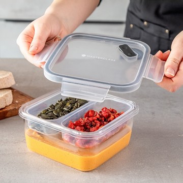 《MasterClass》EcoSnap方形3格可微波便當盒-800ml-- 環保餐盒 保鮮盒 午餐盒 飯盒