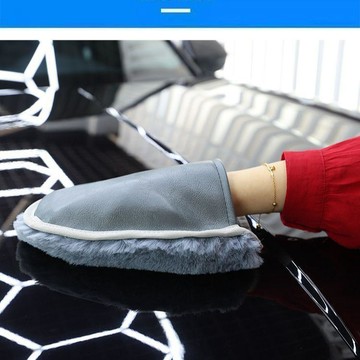 新款【upton】洗車手套兔毛毛絨工具抹布擦車熊掌不傷漆面打蠟專用加厚清潔海綿