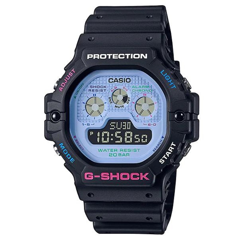 G-SHOCK Gショック DW-5900 サイケデリック・マルチカラーズ カシオ CASIO デジタル 腕時計 ブラック ブルー ネオンカラー  DW-5900DN-1JF 国内正規モデル | LINEショッピング