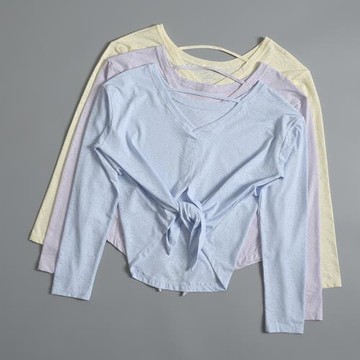 瑜伽服女夏季運動上衣長袖t恤跑步普拉提訓練服寬松罩衫健身套裝