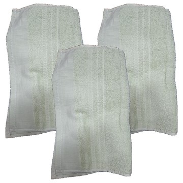 來福牌HS0524緞條素色毛巾 34*79CM 柔軟親膚 強力吸水  黛葉綠色  3入