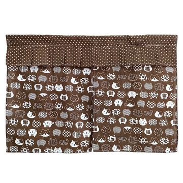 幸福小貓 門簾 棉麻  90 x 88cm  咖啡色