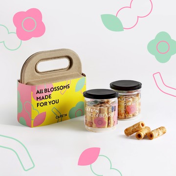 小花禮盒 : 法國手工奶油蛋捲2罐