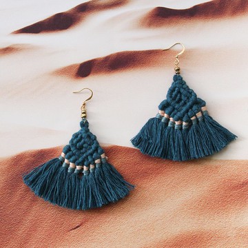 馬拉喀什 編織耳環 深土耳其藍