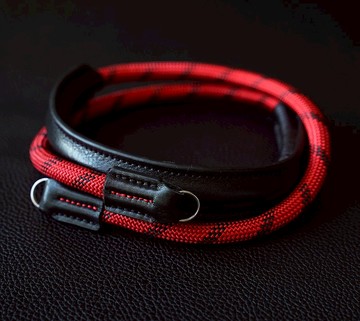 真皮頸位保護 登山繩 相機帶 手工製造 紅,黑, 軍綠