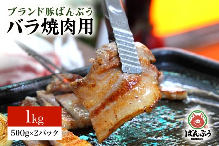 ブランド豚「ばんぶぅ」小分け 豚バラ焼肉用 1kg（500g×2パック） 冷凍便 1キロ 豚肉 豚バラ肉 豚バラスライス肉 焼き肉用 やき肉用 やきにく用 ヤキニク用 薄切り肉 うす切り肉 ブタ肉 国産 茨城県産 ギフト プレゼント お祝い ４２－Ｏ