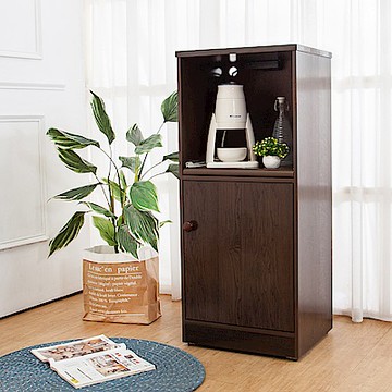 Birdie南亞塑鋼-1.6尺一門一拉盤塑鋼電器櫃/收納餐櫃(胡桃色)-49x41x115cm