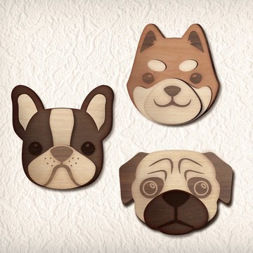 看家犬原木自黏掛勾系列　(柴犬、法鬥、巴哥)