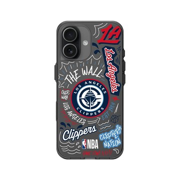 iPhone 17 Clear (相機按鈕) 酷墨灰 - NBA - 塗鴉系列-洛杉磯快艇 Los Angeles Clippers - Graffiti