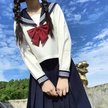 【砂糖夢境】正統JK制服基礎款水手服關西襟紺色領結白三本中間服套裝學院風