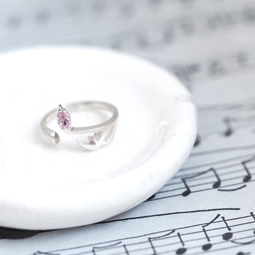 粉紅十六分音符戒指銀925