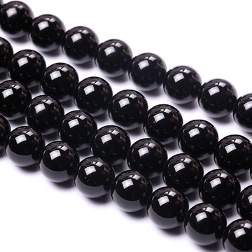 千琪手工DIY水晶飾品配件黑瑪瑙散珠子半成品串珠手鏈隔珠材料