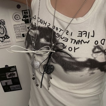 【台灣公司 可打統編】免運 鑲鉆愛心蝴蝶結吊墜項鏈女ins甜酷辣妹長款流蘇高級感鎖骨鏈配飾 可開發票 全館五折 工廠現貨直銷 新品特價 z9211