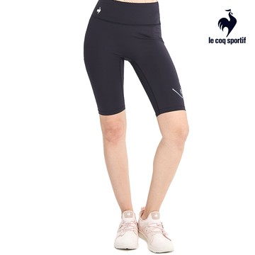 【LE COQ SPORTIF 法國公雞】女款黑色膠原蛋白運動生活針織運動五分褲LWR8268299