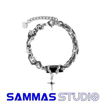 SAMMAS 限時下殺 纏繞黑寶石 星芒 通體鈦鋼 手鏈 項錬 項鏈 手錬 最高品質