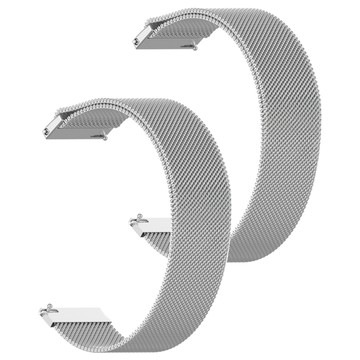 米蘭不鏽鋼錶帶 快拆式 磁吸式 銀色  通用型22mm  1組