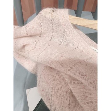 粉色鏤空馬海毛套頭針織衫早初秋新款上衣2025年毛衣溫柔設計感薄