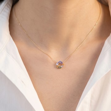 Haute｜14K金點睛彩寶花圈項鍊