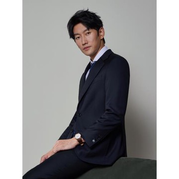 澳嘉西服套裝男新款羊毛新郎結婚藏青色高端商務西裝正裝男士