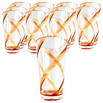 Viita 晶耀透亮派對水杯 台灣製 630ml 橘色  12個