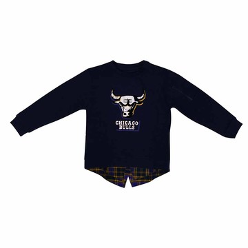 NBA Style C&S 兒童 圓領 假兩件 長袖上衣 公牛隊