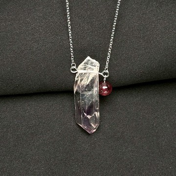 布蘭登堡紫幻影項鍊 |布蘭登堡紫幻影 有藍針 綴紅碧璽 強化保護型 天然晶礦項鍊 S25AT27-202