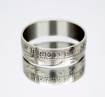 文萊硬幣戒指 50 仙 1993-2016 男士硬幣戒指 女士硬幣戒指