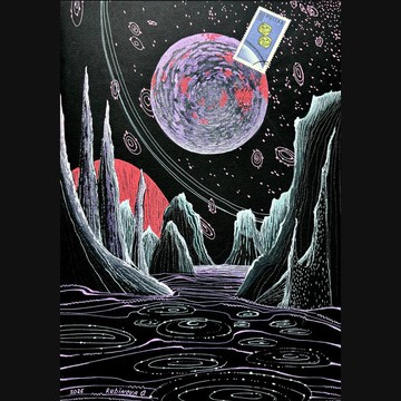 異星景觀畫作 原創藝術 太空牆面裝飾 黑紙藝術