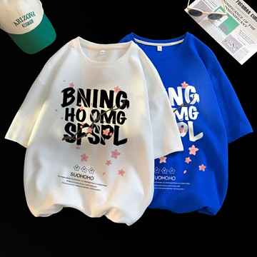 華夫格重磅短袖t恤男夏季oversize美式潮牌七分半袖男設計感小眾