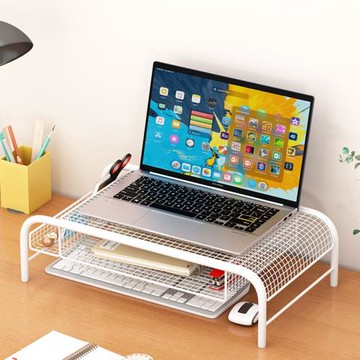 電腦增高架筆記本散熱底座托架臺式顯示器屏幕支撐架加高多功能桌面置物架宿舍辦公桌增高架鐵藝鏤空散熱支架