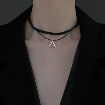925純銀三角形choker項圈年新款項鏈女冷淡風鎖骨鏈ins潮頸鏈