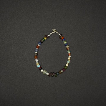 7AB 原創小眾復古手串七彩五瓣花925銀飾品VINTAGE中性情侶款手鏈